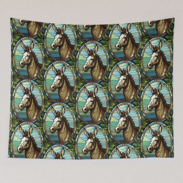 Item preview, Stained Glass Donkey Portrait designed and sold by pinkal.