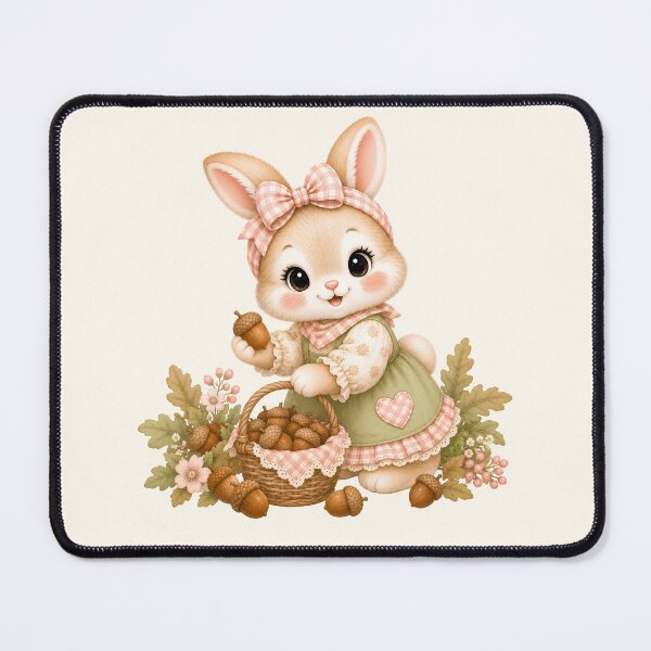 Item preview, Cute Coquette Bunny Acorn Harvest | Kawaii Autumn Rabbit Illustration | Cottagecore Fall Bunny Art designed and sold by looplandger.