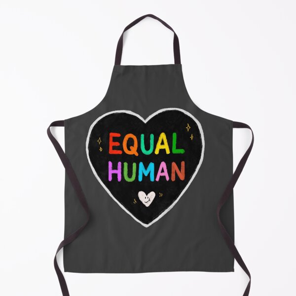 Item preview, Equal Human – Rainbow Pride Typography Heart on Black designed and sold by thesalynn.