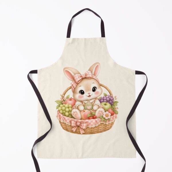 Item preview, Cute Coquette Bunny Fruit Basket | Kawaii Rabbit Harvest Illustration | Cottagecore Pastel Bunny Art designed and sold by looplandger.