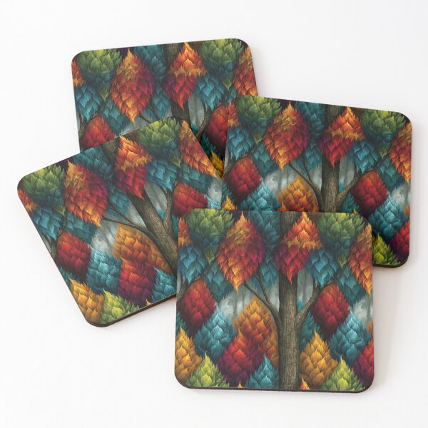 Item preview, Vibrant Red and Blue Painted Tree Trunks designed and sold by Piotrek0001.