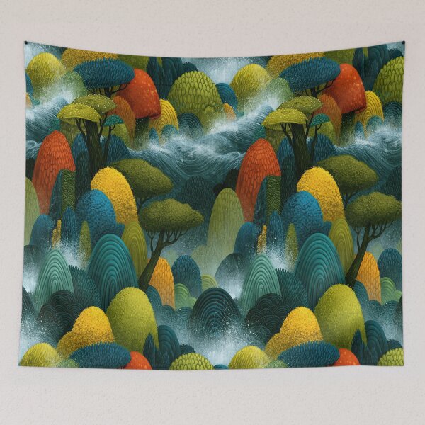 Item preview, Stylized Colorful Trees and Hills Landscape designed and sold by Piotrek0001.