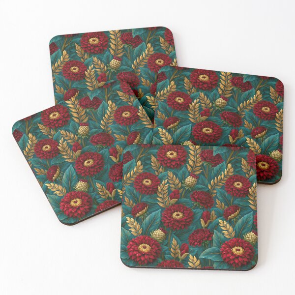 Item preview, Rich Green and Red Floral Leaf Pattern designed and sold by Piotrek0001.