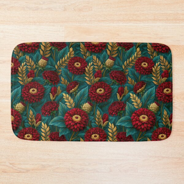 Item preview, Rich Green and Red Floral Leaf Pattern designed and sold by Piotrek0001.