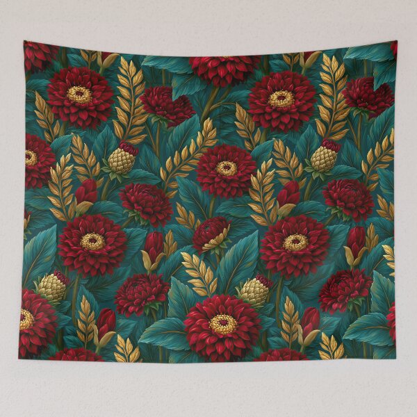 Item preview, Rich Green and Red Floral Leaf Pattern designed and sold by Piotrek0001.