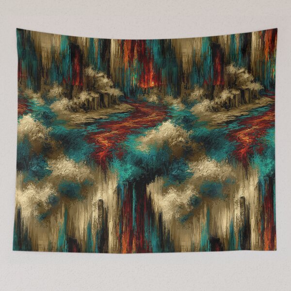 Item preview, Abstract Swirling Gold and Turquoise Paint designed and sold by Piotrek0001.