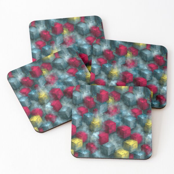 Item preview, Abstract Blue and Pink Geometric Cubes designed and sold by Piotrek0001.