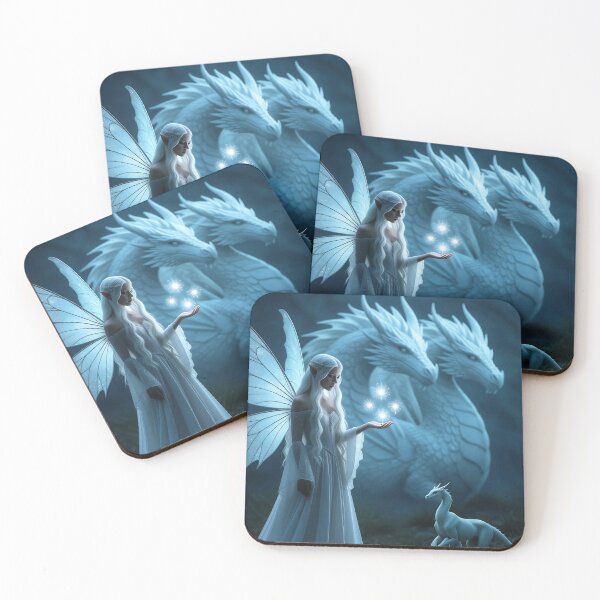 Item preview, Ethereal Fairy With Dragons and Magic Sparks in a Moonlit Fantasy Forest designed and sold by LisaMise.