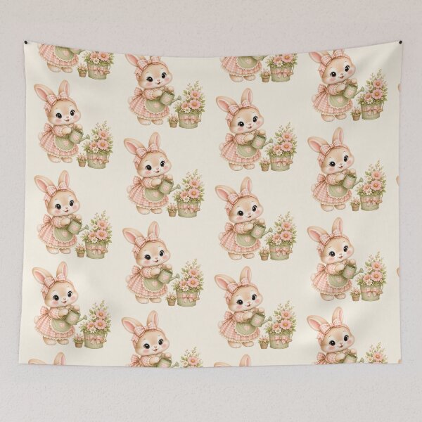 Item preview, Gardening Bunny Rabbit | Cute Kawaii Cottagecore Bunny | Floral Garden Lover Illustration designed and sold by looplandger.