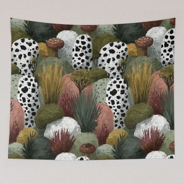 Item preview, Black and White Dalmatian Spots with Plants designed and sold by Piotrek0001.