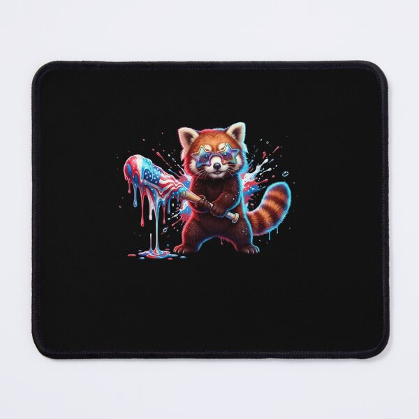Item preview, Funny Red Panda Ice Cream Baseball Patriotic USA Flag Sunglasses 4th of July Meme Art designed and sold by bilal sibgui.