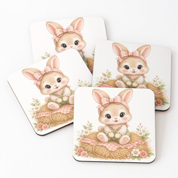 Item preview, Farm Bunny Sitting on Hay | Cute Kawaii Cottagecore Rabbit | Rustic Country Bunny Illustration designed and sold by looplandger.