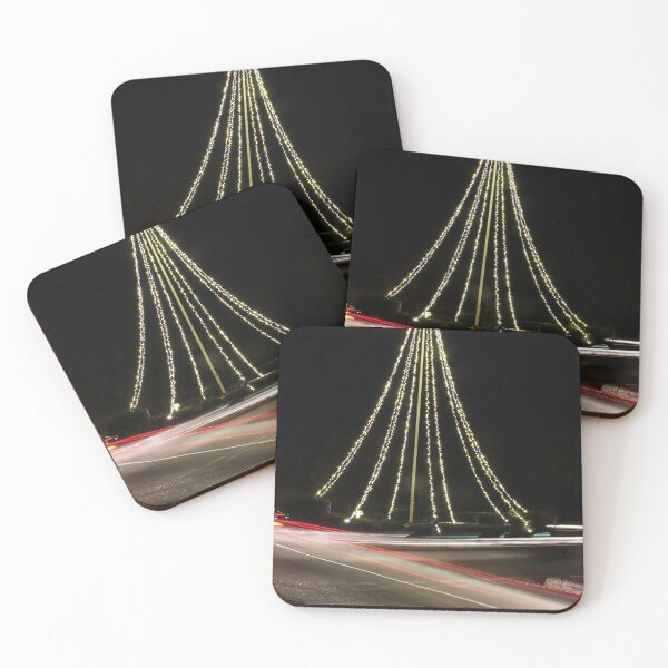 Item preview, Christmas Lights Tree on Roundabout With Long Exposure Traffic Light Trails at Night designed and sold by Nmallia.