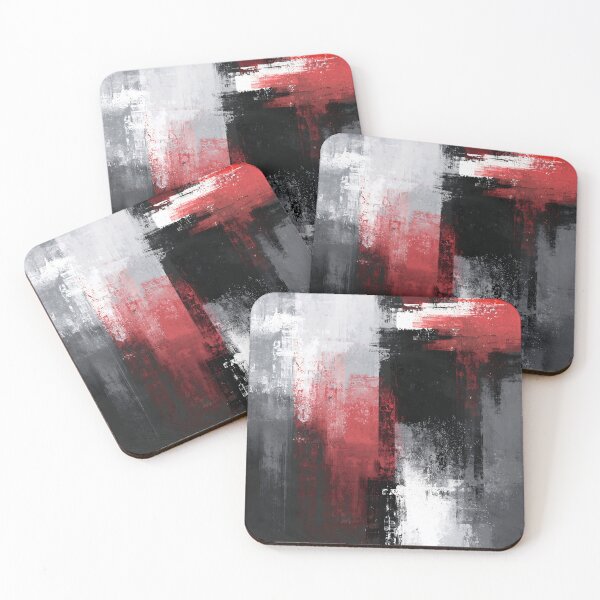 Item preview, Bold Red Black White Geometric Abstract - Textured Red Palette No.25 designed and sold by SlowRegardArt.