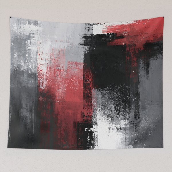 Item preview, Bold Red Black White Geometric Abstract - Textured Red Palette No.25 designed and sold by SlowRegardArt.