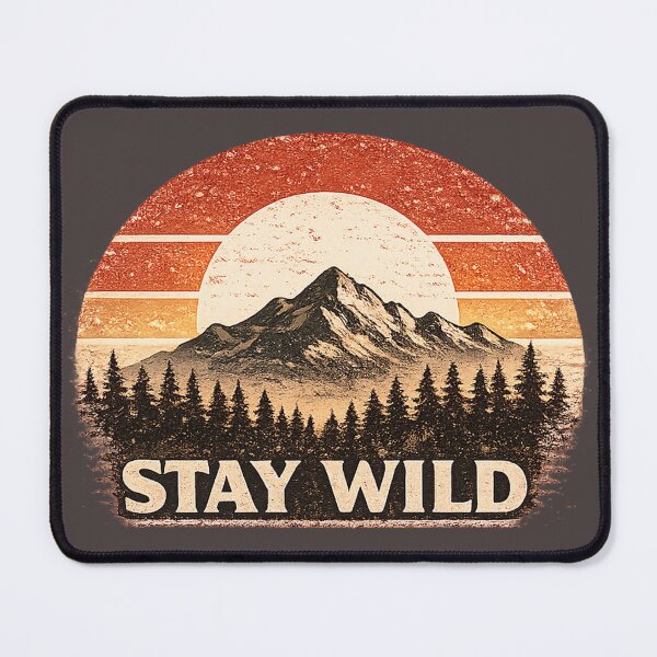 Item preview, Stay Wild Vintage Forest Sunset Adventure Design designed and sold by JustResultsCo.