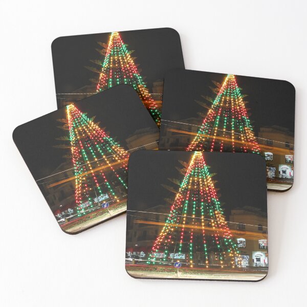 Item preview, Festive Christmas Tree With Colorful Lights and Star Topper Illuminating Nighttime Street designed and sold by Nmallia.