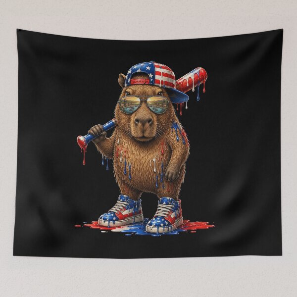 Item preview, Patriotic Drip Capybara USA Flag Sunglasses Meme Baseball Animal Graphic designed and sold by bilal sibgui.
