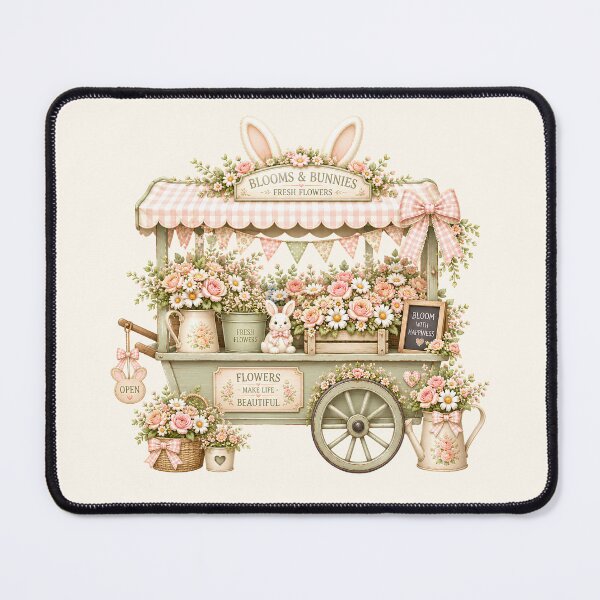 Item preview, Coquette Bunny Flower Market Cart | Cute Cottagecore Floral Stand | Kawaii Rabbit Flower Shop Illustration designed and sold by looplandger.