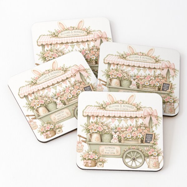 Item preview, Coquette Bunny Flower Market Cart | Cute Cottagecore Floral Stand | Kawaii Rabbit Flower Shop Illustration designed and sold by looplandger.