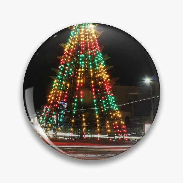 Item preview, Festive Christmas Tree With Colorful Lights and Star Topper Illuminating Nighttime Street designed and sold by Nmallia.