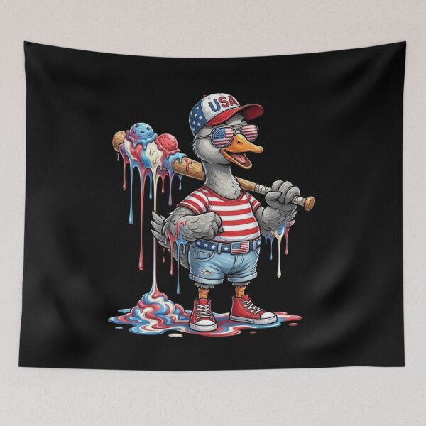 Item preview, Funny Patriotic Goose Ice Cream Baseball USA Flag Sunglasses Meme designed and sold by bilal sibgui.