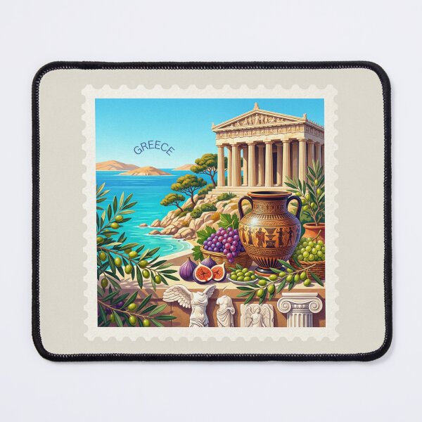 Item preview, Greece Postage Stamp Art – Greek Culture, Mediterranean Beauty & Ancient Heritage designed and sold by Timeless Decor.