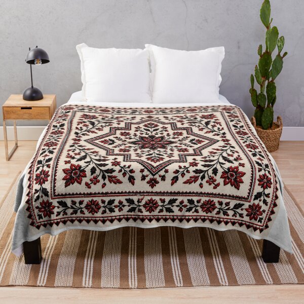 Item preview, Authentic Red and Black Tatreez Geometric Star Palestine Art designed and sold by BrainCurves.