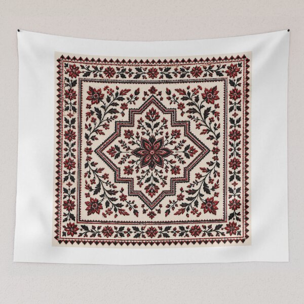 Item preview, Authentic Red and Black Tatreez Geometric Star Palestine Art designed and sold by BrainCurves.