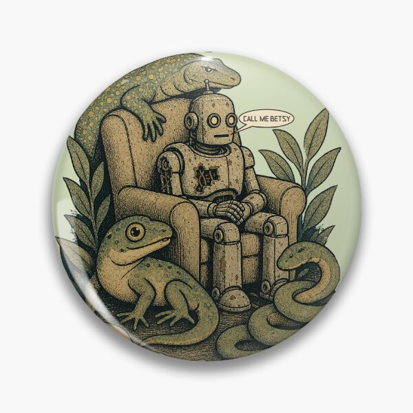 Item preview, funny damaged robot lizard king dystopian humor designed and sold by BigMRanch.