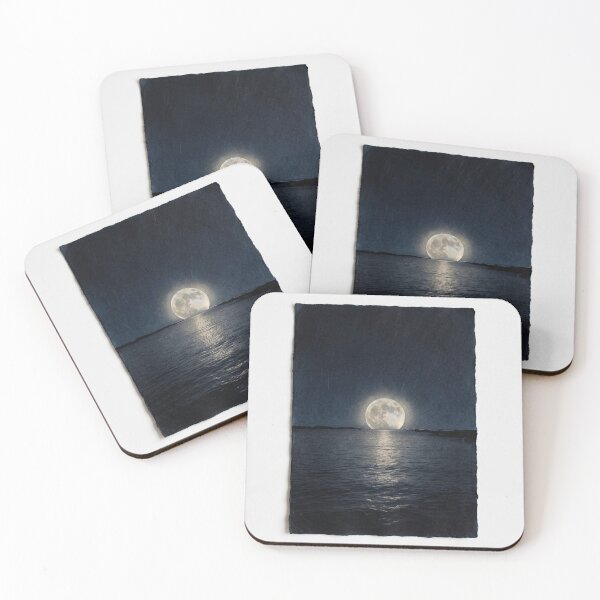 Item preview, Moonrise Over Calm Sea | Japanese Wabi-Sabi Art | Zen Sky Minimalist Print designed and sold by KUZU-NOHA.
