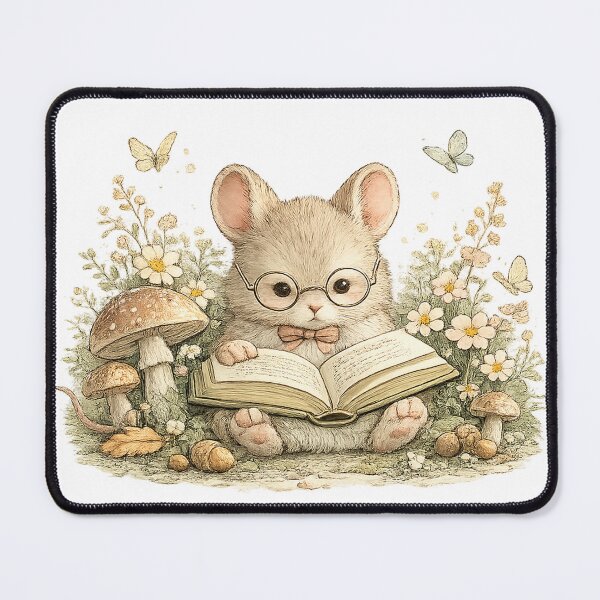 Item preview, Cute Reading Mouse – Whimsical Book Lover Art designed and sold by Clothes With Smiling Animals Walt Gral.
