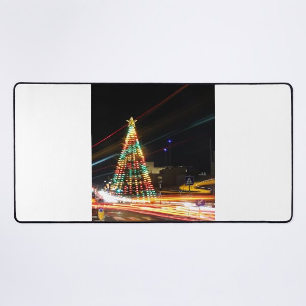 Item preview, Festive Christmas Tree With Colorful Lights and Star Topper Illuminating Nighttime Street designed and sold by Nmallia.