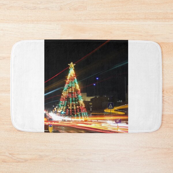 Item preview, Festive Christmas Tree With Colorful Lights and Star Topper Illuminating Nighttime Street designed and sold by Nmallia.