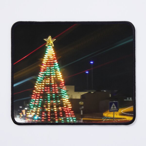 Item preview, Festive Christmas Tree With Colorful Lights and Star Topper Illuminating Nighttime Street designed and sold by Nmallia.