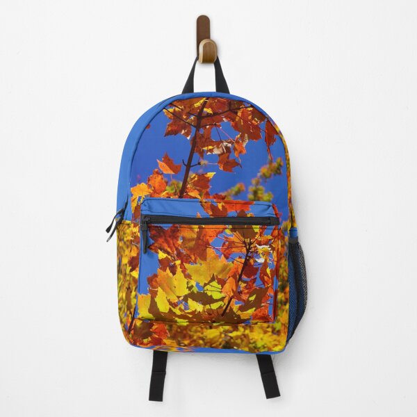 Item preview, Blue Fall Flame - Orange Red and Yellow Fall Leaves Against Bright Blue Sky designed and sold by Loveisthebtwd.