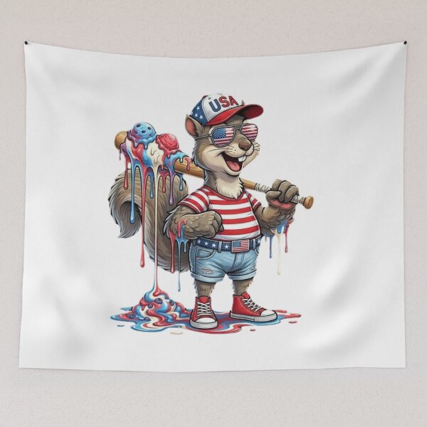Item preview, Funny Patriotic Squirrel Ice Cream Baseball USA Flag 4th of July Mem designed and sold by bilal sibgui.