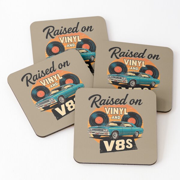 Item preview, Raised On Vinyl and V8s Funny Gift For Vinyl Collectors And Muscle Car Fans designed and sold by WearFine.