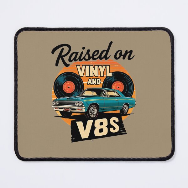 Item preview, Raised On Vinyl and V8s Funny Gift For Vinyl Collectors And Muscle Car Fans designed and sold by WearFine.