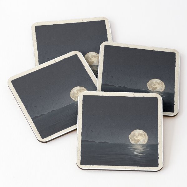 Item preview, Moonrise Over Calm Sea | Japanese Wabi-Sabi Art | Zen Sky Minimalist Print designed and sold by KUZU-NOHA.
