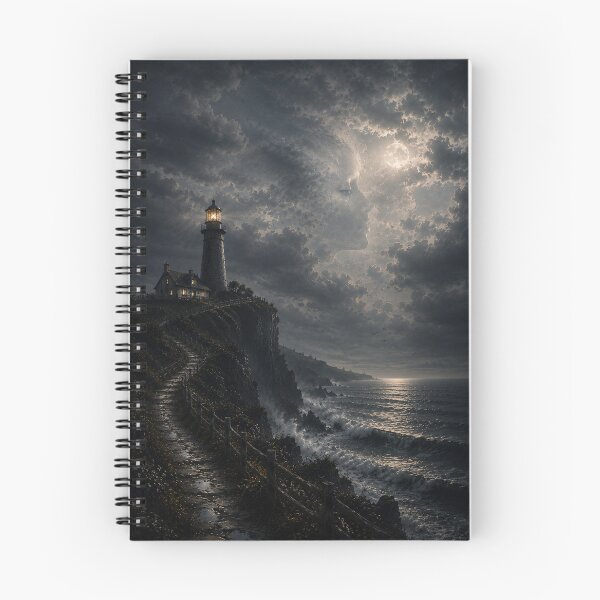 Item preview, Widow's Lighthouse | Hidden Face Coastal Gothic Art | Dark Academia Moonlit Seascape designed and sold by Esterlane.