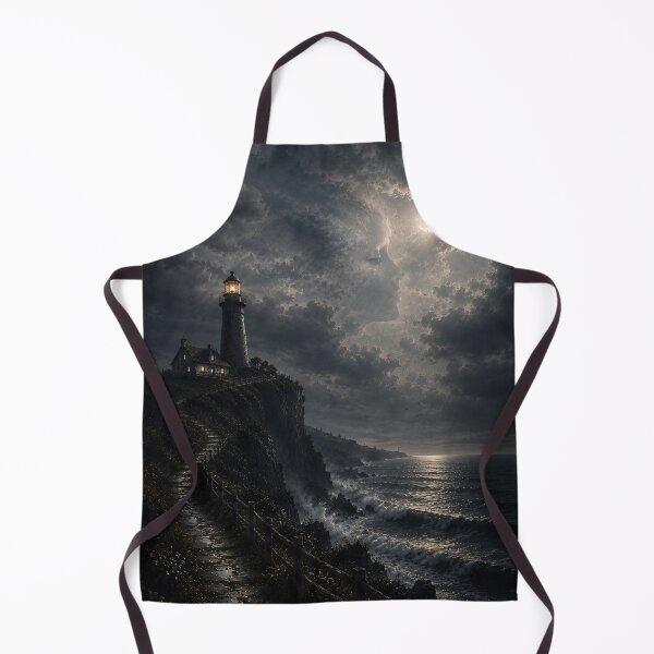 Item preview, Widow's Lighthouse | Hidden Face Coastal Gothic Art | Dark Academia Moonlit Seascape designed and sold by Esterlane.