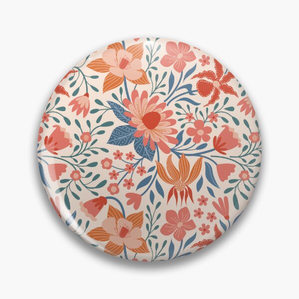 Item preview, Coral & Teal Garden Blooms on Soft Beige Pattern designed and sold by Kozee.