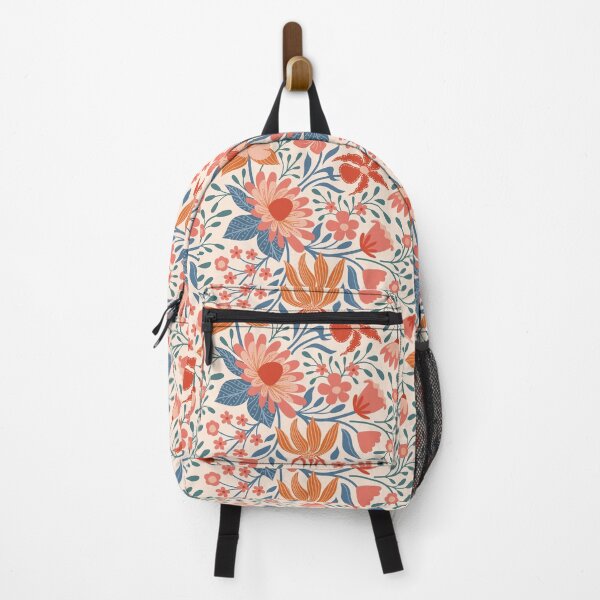 Item preview, Coral & Teal Garden Blooms on Soft Beige Pattern designed and sold by Kozee.