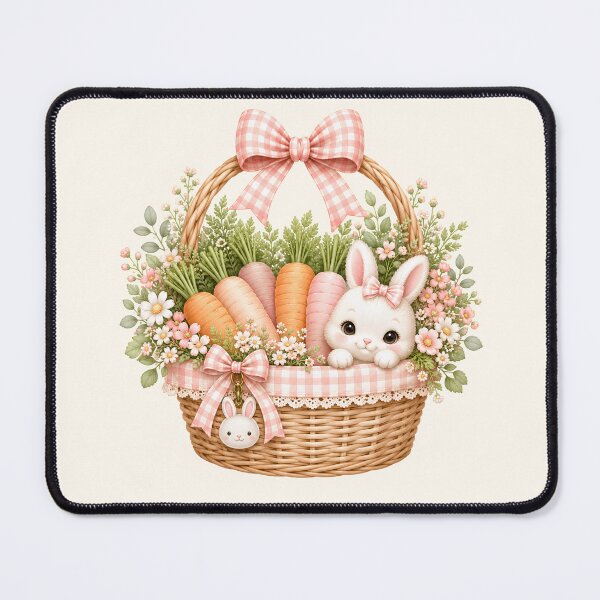Item preview, Coquette Bunny Carrot Basket | Cute Kawaii Rabbit Easter Basket | Cottagecore Bunny Garden Illustration designed and sold by looplandger.