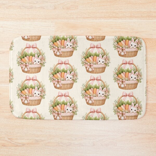 Item preview, Coquette Bunny Carrot Basket | Cute Kawaii Rabbit Easter Basket | Cottagecore Bunny Garden Illustration designed and sold by looplandger.