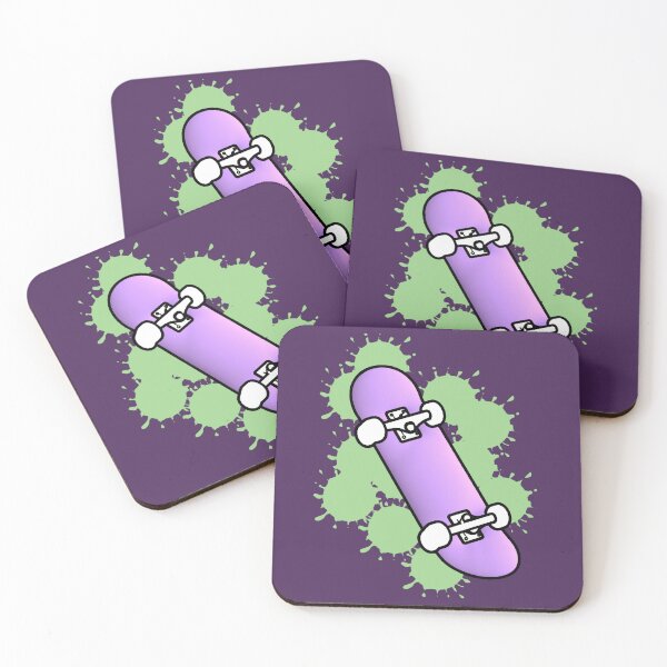 Item preview, Kawaii Skateboard Purple Gradient Neon Green Splashes designed and sold by AstronautMerch.