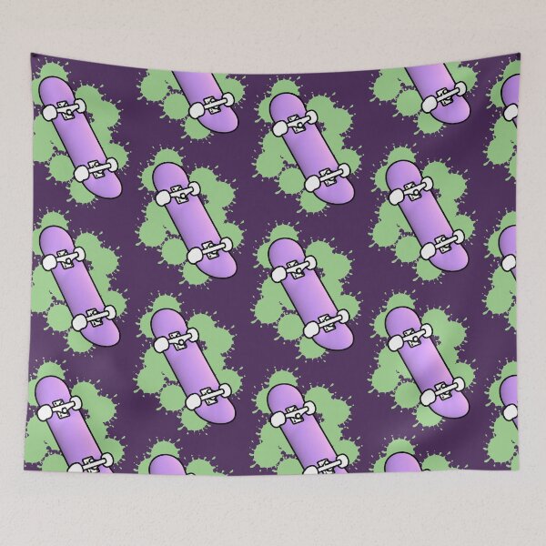 Item preview, Kawaii Skateboard Purple Gradient Neon Green Splashes designed and sold by AstronautMerch.