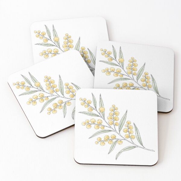 Artikelvorschau, Minimalistische botanische Linienzeichnung der Gelben Akazie entworfen und verkauft von DuckOddity.