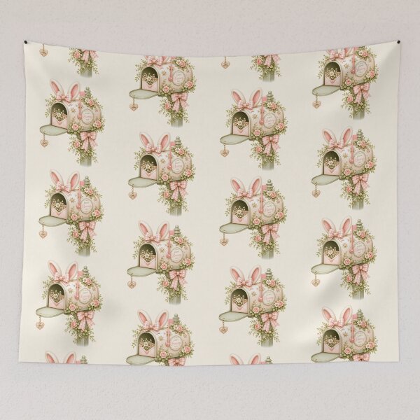 Item preview, Coquette Bunny Mailbox | Cute Kawaii Rabbit Spring Mailbox | Cottagecore Floral Bunny Illustration designed and sold by looplandger.